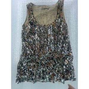 Elie Tahari Sequin Tank Top Sleeveless Party Sparkle S/P